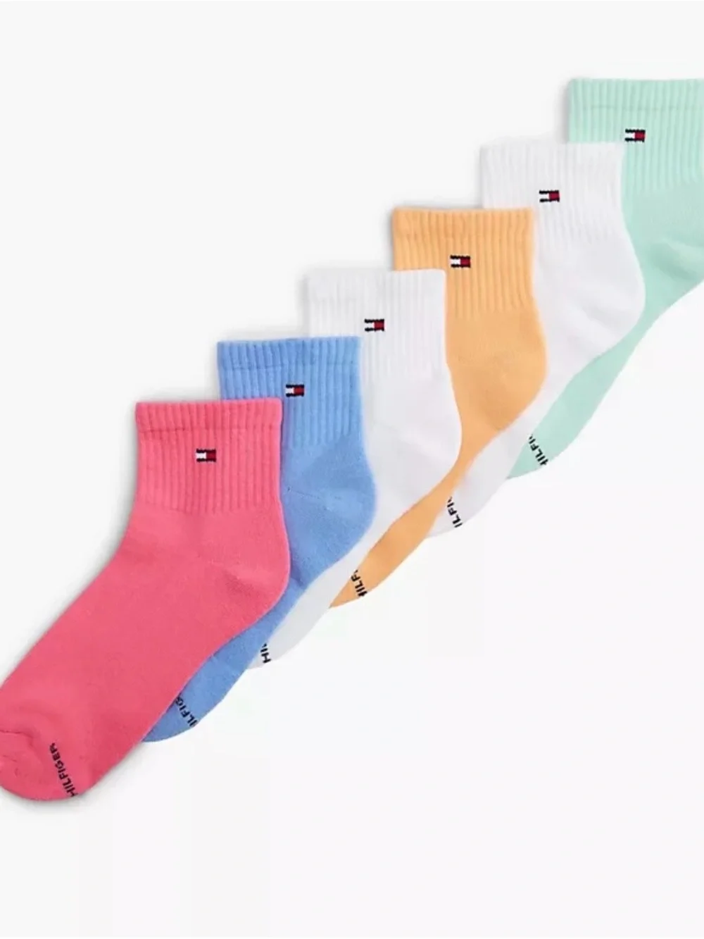 Six Pair Tommy Hilfiger Women’s Quarter Ankle Socks in Assorted Colors